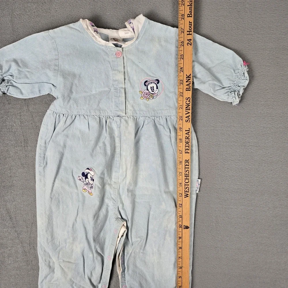 Vintage Disney Baby Mickey & Co. Minnie Mouse Blue Denim Coveralls 24 Months‎